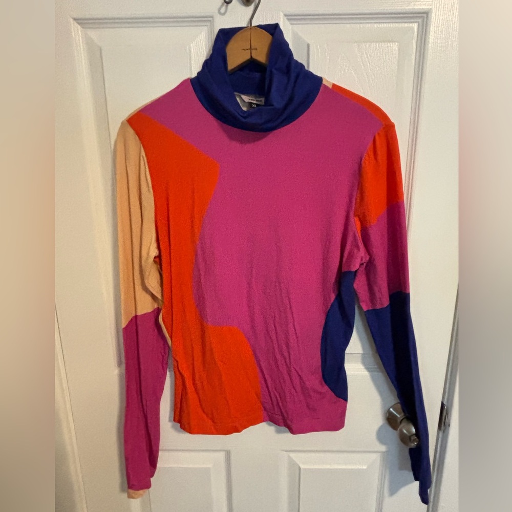 The Kit-Pink and Orange Turtleneck with Bold Color Blocking